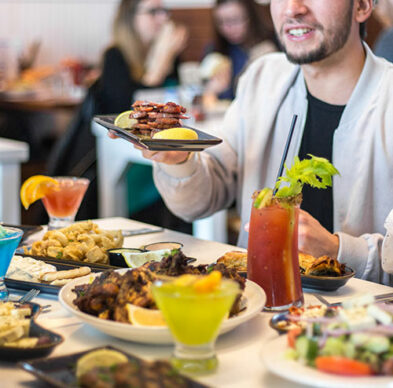 Giving a plate to someone else