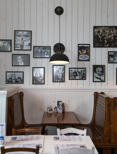 The decor of a table at Souvlaki Bar